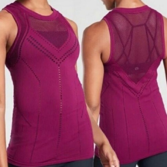 Athleta Tops - Athleta Oxygen Laser Cut Tank in Mulberry Size XS